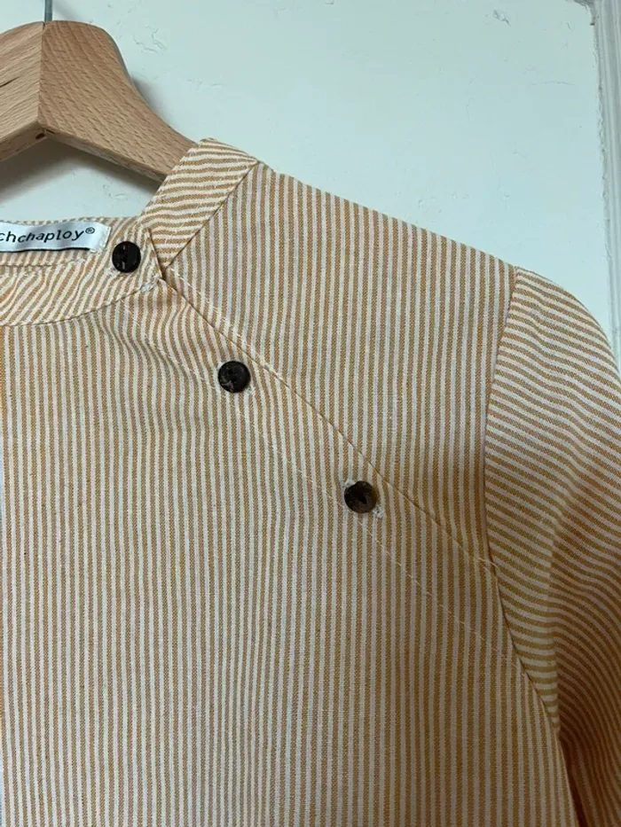 Blouse rayée effet lin – Taille 36 col officier manches longues - photo numéro 2