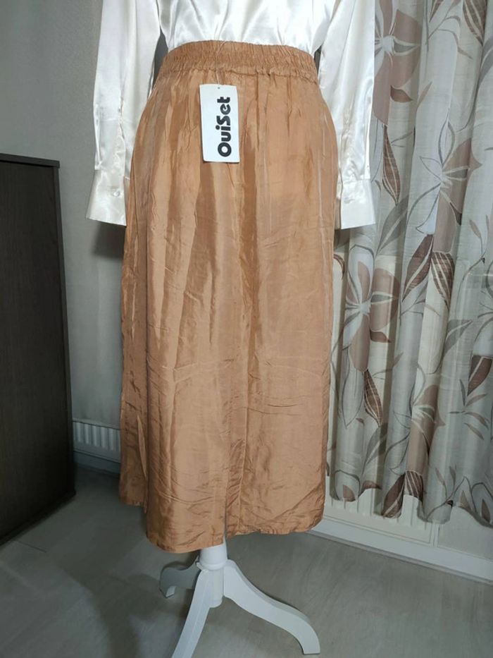 Jupe Vintage Ouiset - Beige Satiné, Charme Rétro Français ! - photo numéro 2