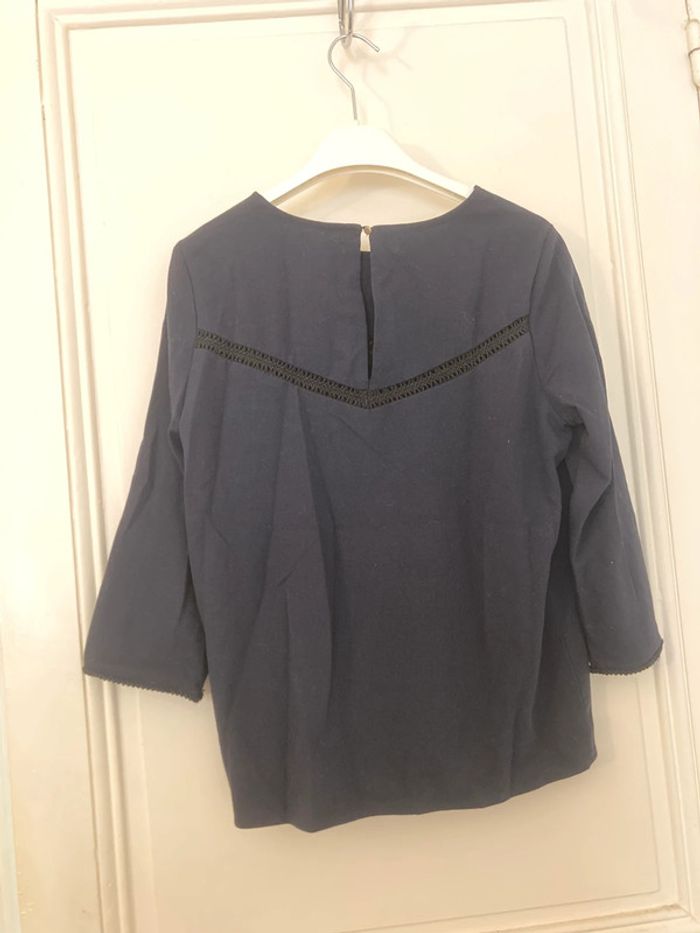 Blouse bleu marine Garance Paris – Galons noirs brodés – Taille 2 (M) - photo numéro 4