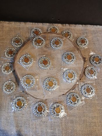 Lot de 22 cercle rondelles argenté paillettées orange accessoires loisirs créatifs bijoux ou autre