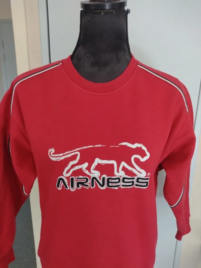 Sweat vintage Airness rouge logo panthère – Taille S - photo numéro 2