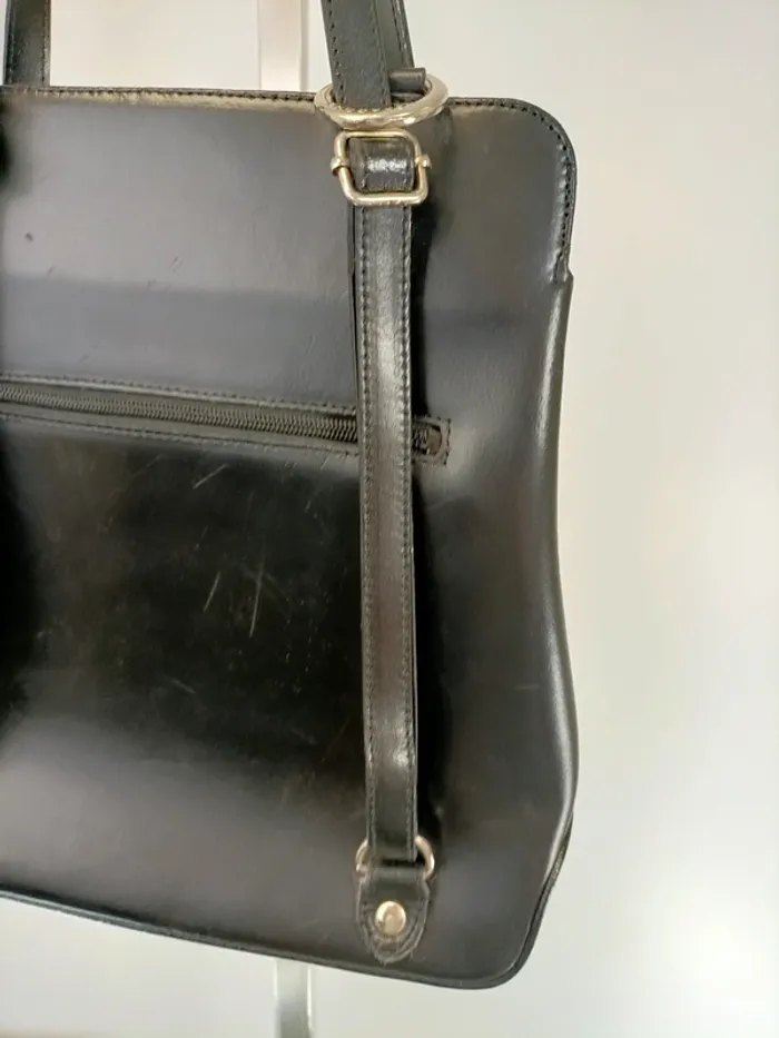 sac à main hexagona paris noir cuir chic léger vintage - photo numéro 8
