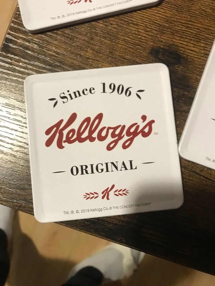 6 sous verres en métal et liège Kelloggs Original vintage - photo numéro 2