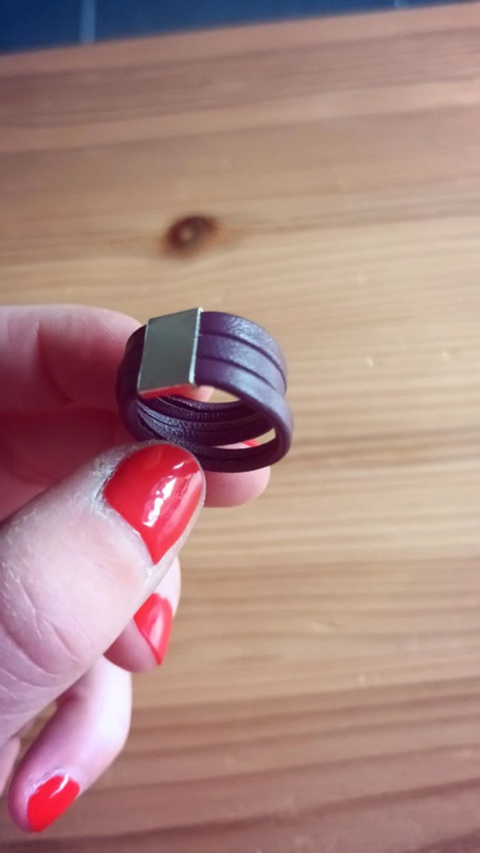 Bague en cuir et argent 925 - photo numéro 3