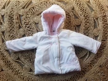 Manteau fille 3 mois Orchestra blanc et rose clair