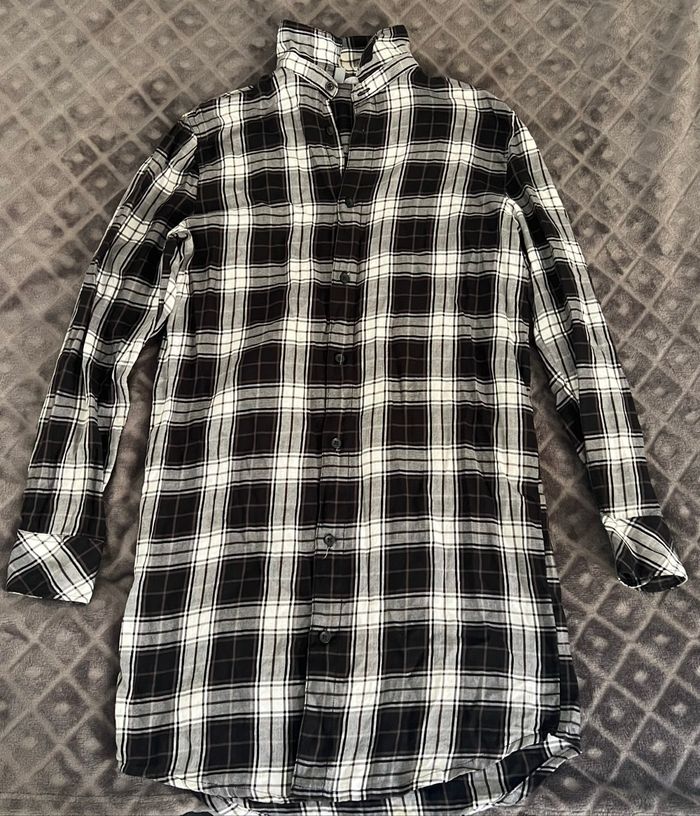 Chemise à carreaux longue