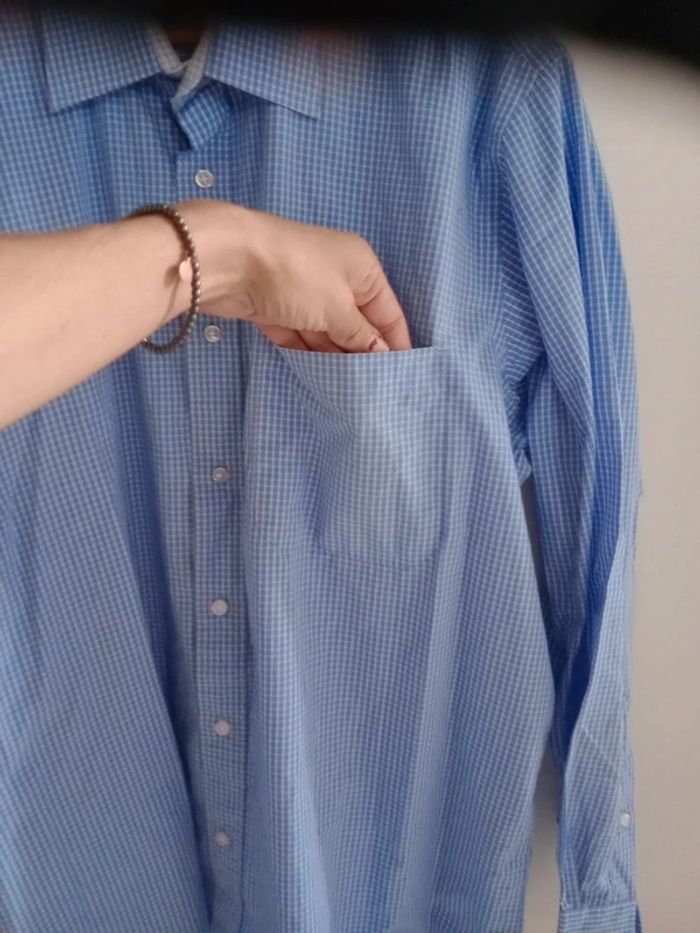 Chemise homme taille 5 43-44 vichy bleu c84 - photo numéro 4