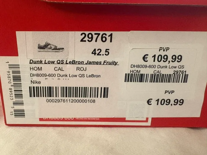 Nike Dunk Low QS LeBron James Fruity 42.5 - photo numéro 10