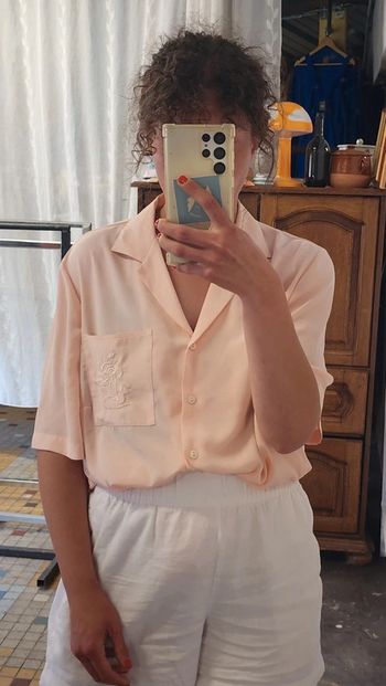 Superbe blouse fluide et légère brodée vintage 80's