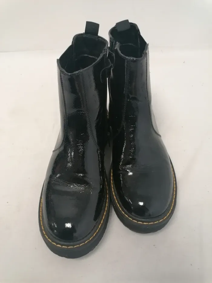 Bottines noires brillantes fermeture éclair La Redoute pointure 37 C056 - photo numéro 4