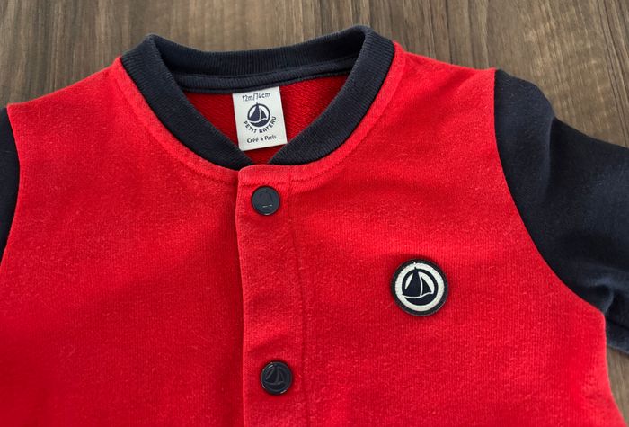 Jolie veste style bombers, marque petit bateau pour bébé taille 12 mois - photo numéro 2