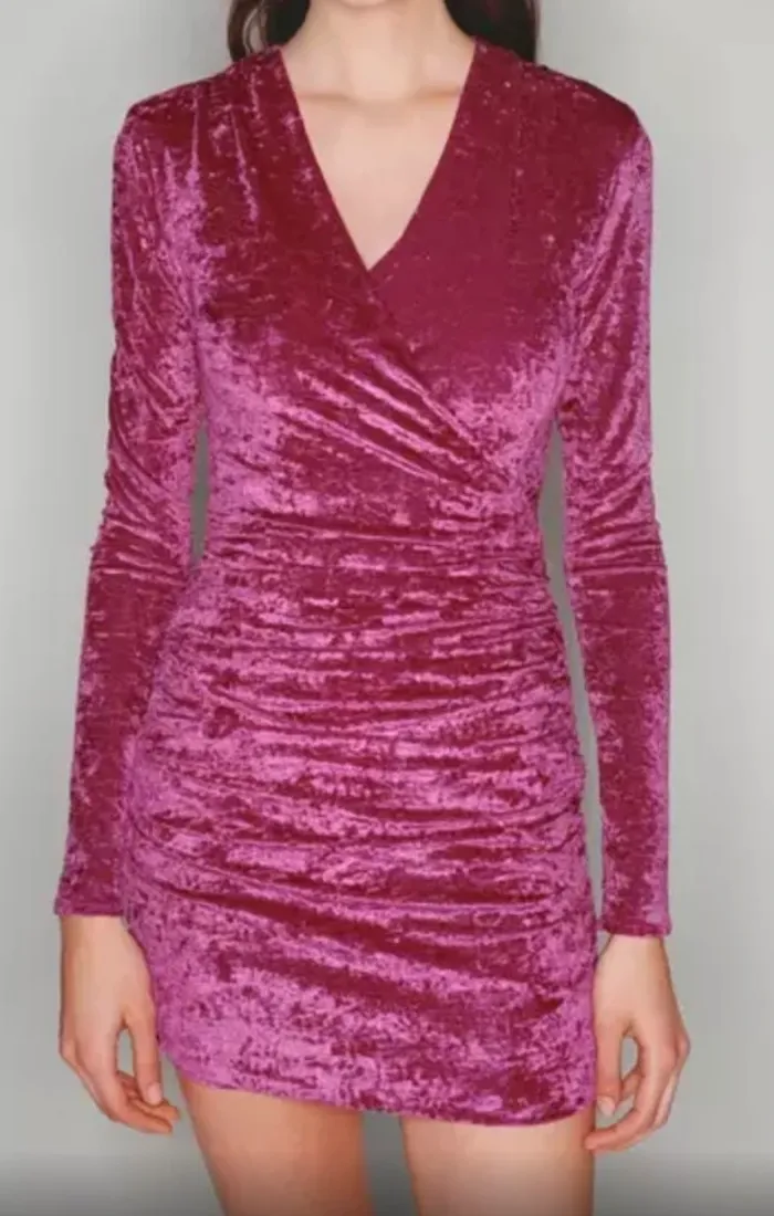 Maje robe en velours rose, femme, taille 40