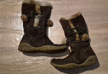 Bottes d'hiver style Indien / Mukluk - Daim marron & Fourrure