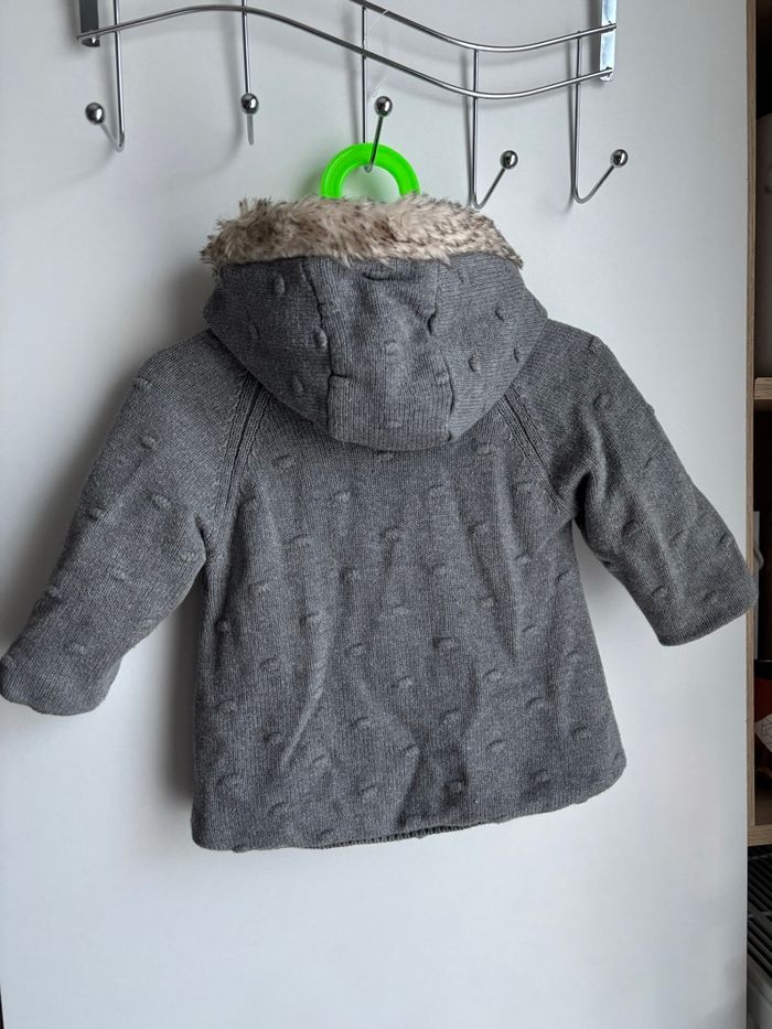 Manteau chaud bébé à capuche gris 12 mois obaibi - photo numéro 3