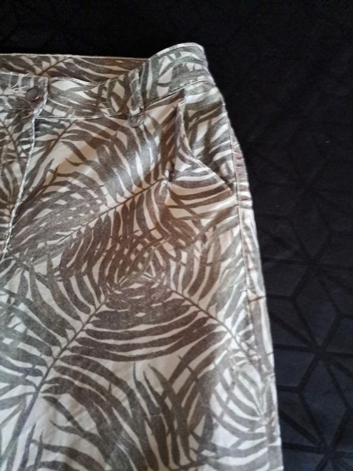 Pantalon original imprimé feuille de fougères taille haute 38 - photo numéro 8