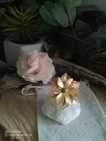 Bague fleur orientale bohème en acier inoxydable