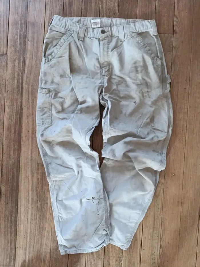 Pantalon jean Carhartt Workwear Cargo beige taille 36x32 - photo numéro 2