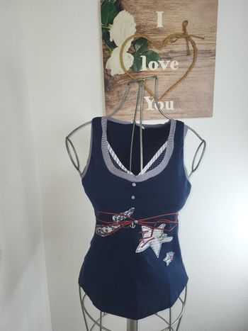 Débardeur bleu marine original la mode est a vous taille 38