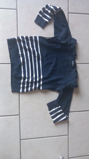Pull marine et blanc vertbaudet 8 ans fille