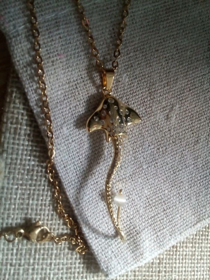 Collier raie zircons et pierre de sélénite naturelle - photo numéro 2