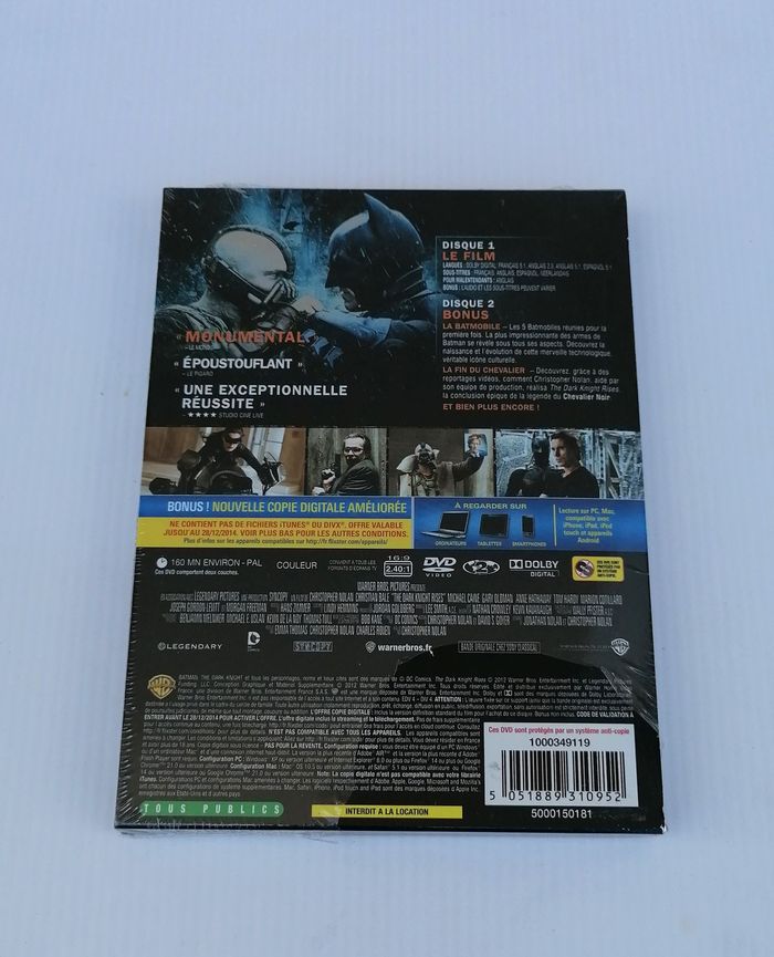The dark knight rises (édition collector 2 dvd) (Christian Bale, Marion Cotillard) Neuf. - photo numéro 3