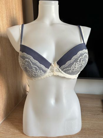 Soutien gorge etam dentelle bleu blanc 90C