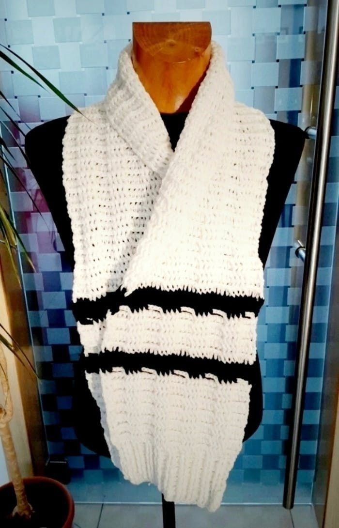 Echarpe blanche et noir - photo numéro 2