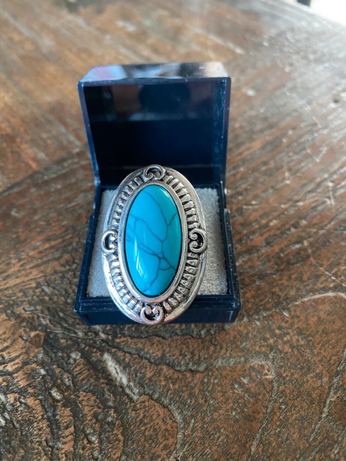 Magnifique bague réglage avec turquoise - photo numéro 4