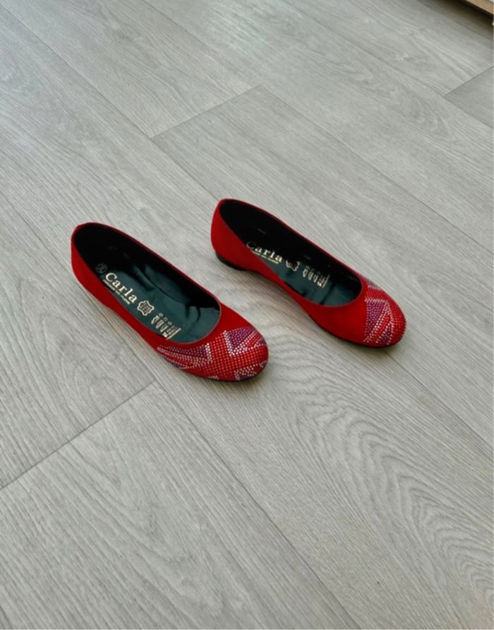Ballerines rouges en cuir - Pointure 36 - Carla - Neuves - photo numéro 2