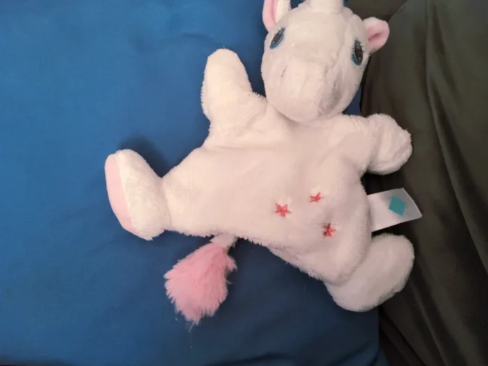 Peluche marionnette Licorne TEX Carrefour doudou marionnette blanc et rose - photo numéro 7