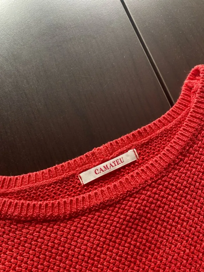 Pull Camaïeu rouge Taille S - photo numéro 3