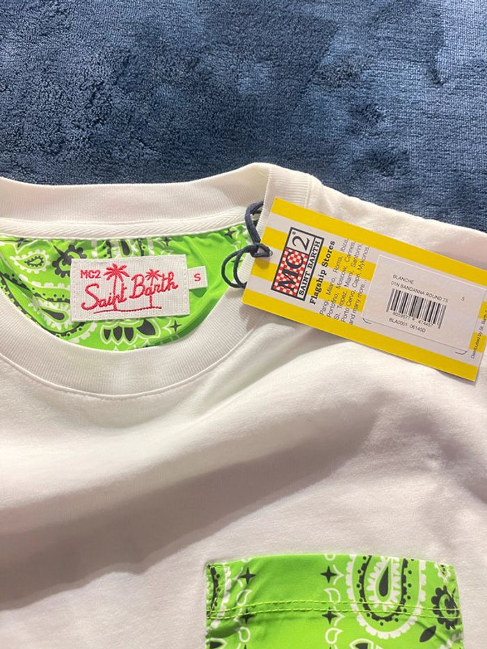 MC2 Saint Barth – Tee shirt "Bandanna Round 75 " Blanc vert, taille S - photo numéro 3