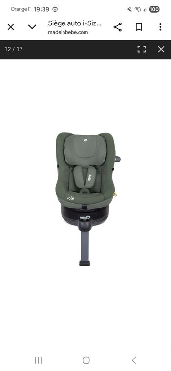 Vend siège auto Sprite joie 360