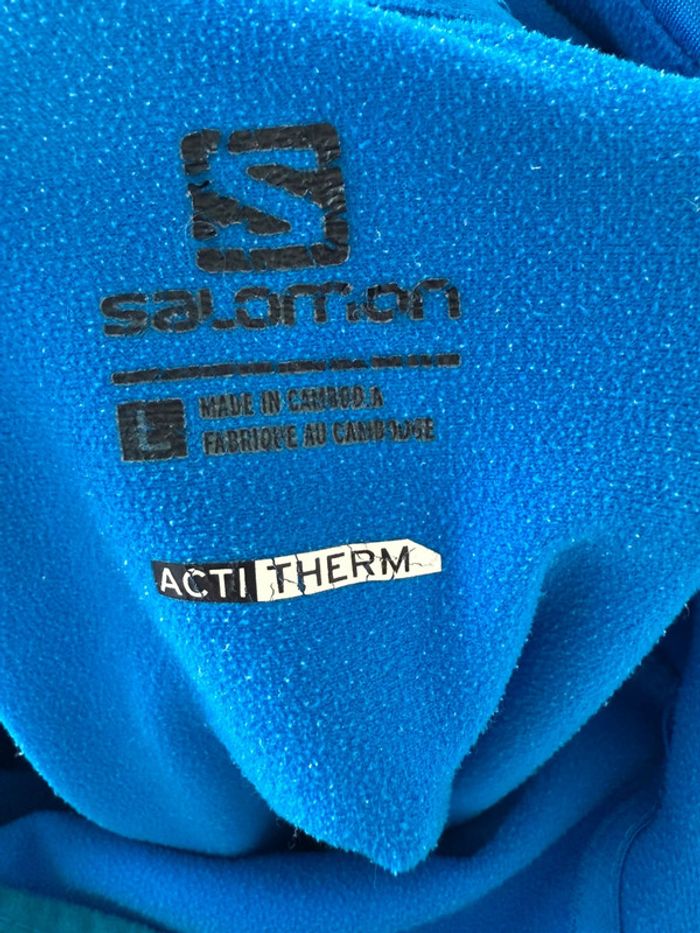 T-shirt polaire haut pull sport technique running salomon manches L sweat vest veste jacket m’en man - photo numéro 5