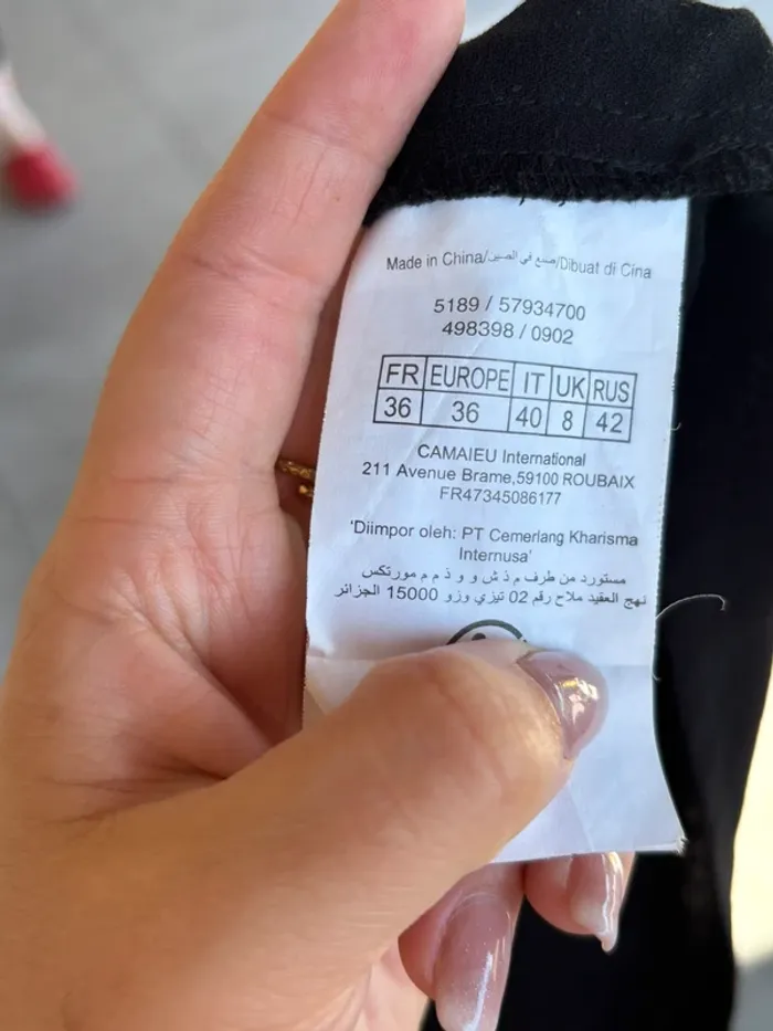 Robe noire col Claudine -  camaïeu - taille 36 - photo numéro 7