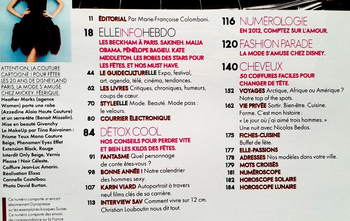 Magazine Elle n°3444 décembre 2011 spécial Disney et Cheveux - photo numéro 5