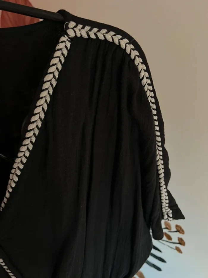 Robe longue noir en gaze de coton Kiabi - photo numéro 3