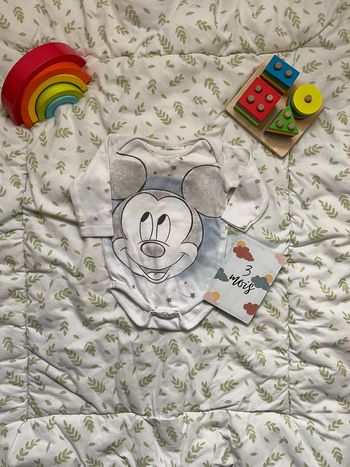 body manches longues blanc mickey 3/6 mois disney