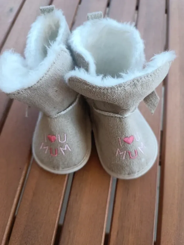 Chaussures fourrées bébé 6-12mois i love mum - photo numéro 2