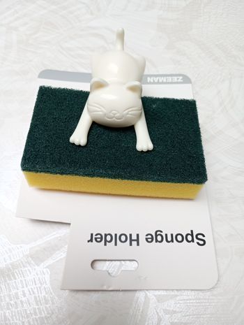 Porte éponge chat blanc