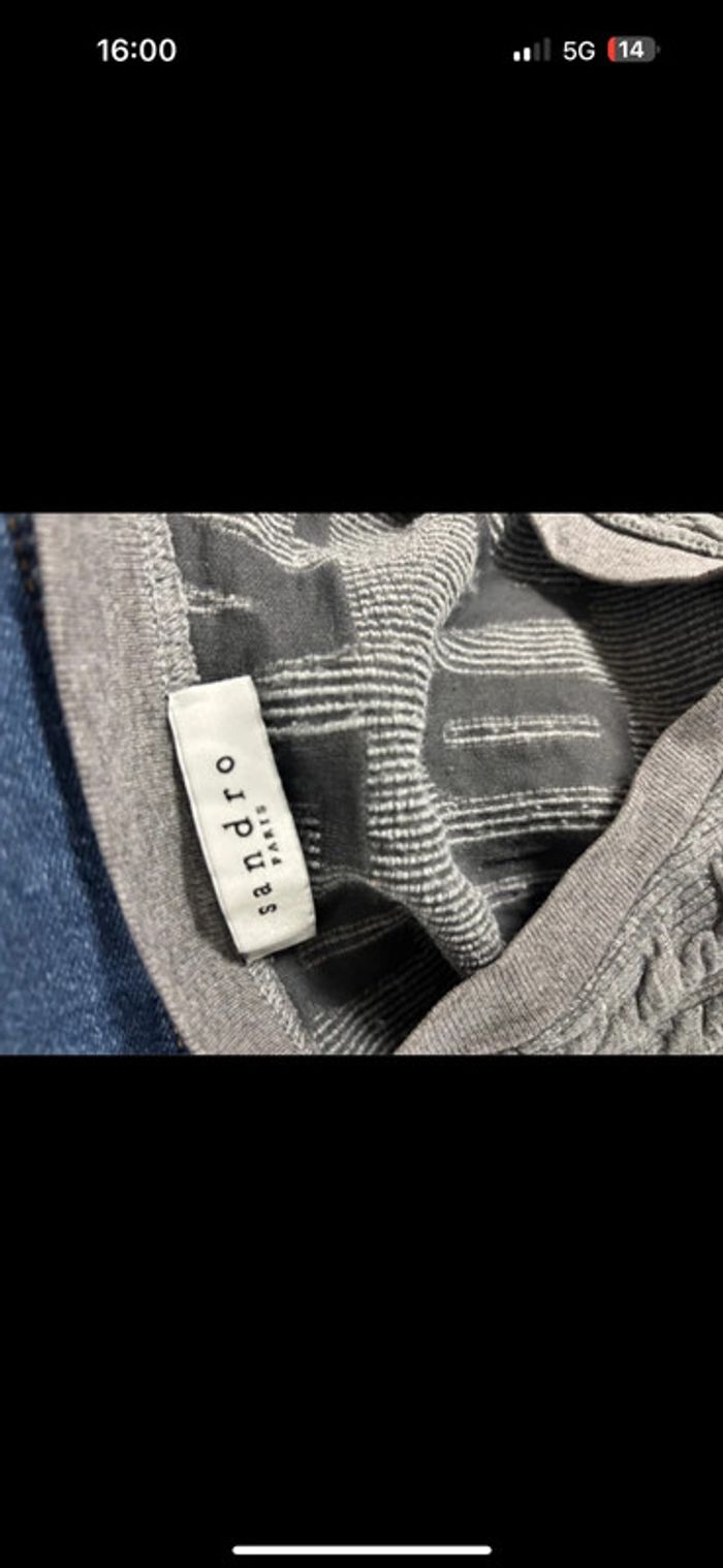 Sweat manches courtes gris Sandro - Taille 1 - photo numéro 3