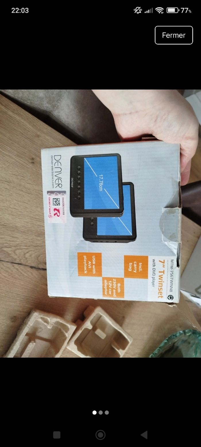 Lecteur DVD portable denver 2 écrans neuf