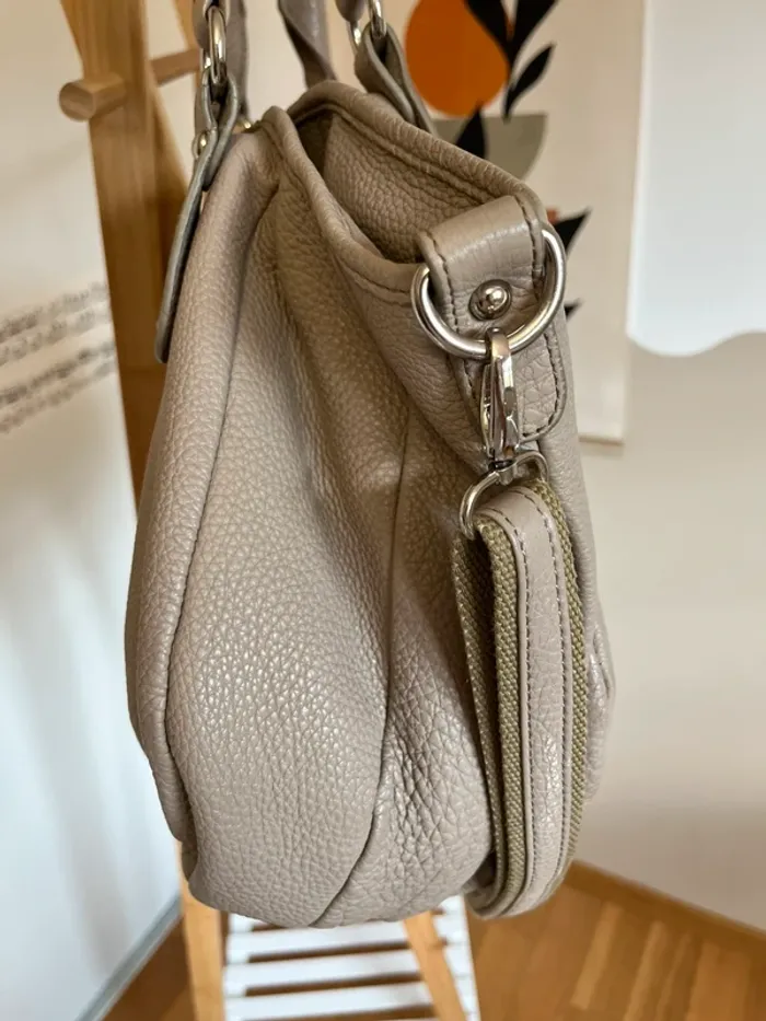 Grand sac en cuir beige vintage excellent état [ref 2508SBe174] - photo numéro 6