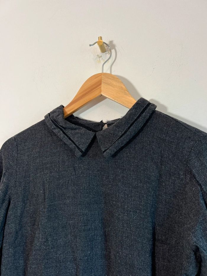 Blouse grise col chemise - photo numéro 3