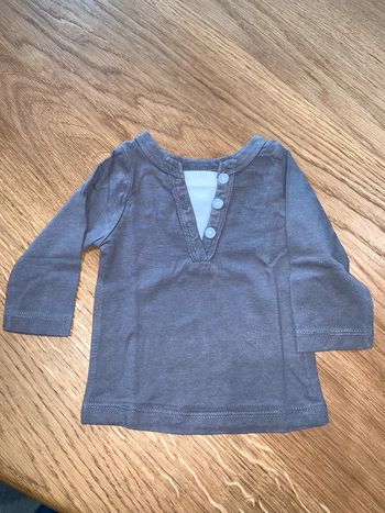 Tee-shirt bébé garçon  tao tape à l’œil  Gris + blanc Empiècement effet deux en un