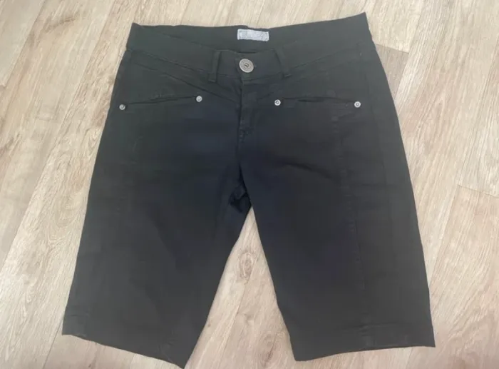 Zara short, bermuda en coton, noir, femme, taille 40