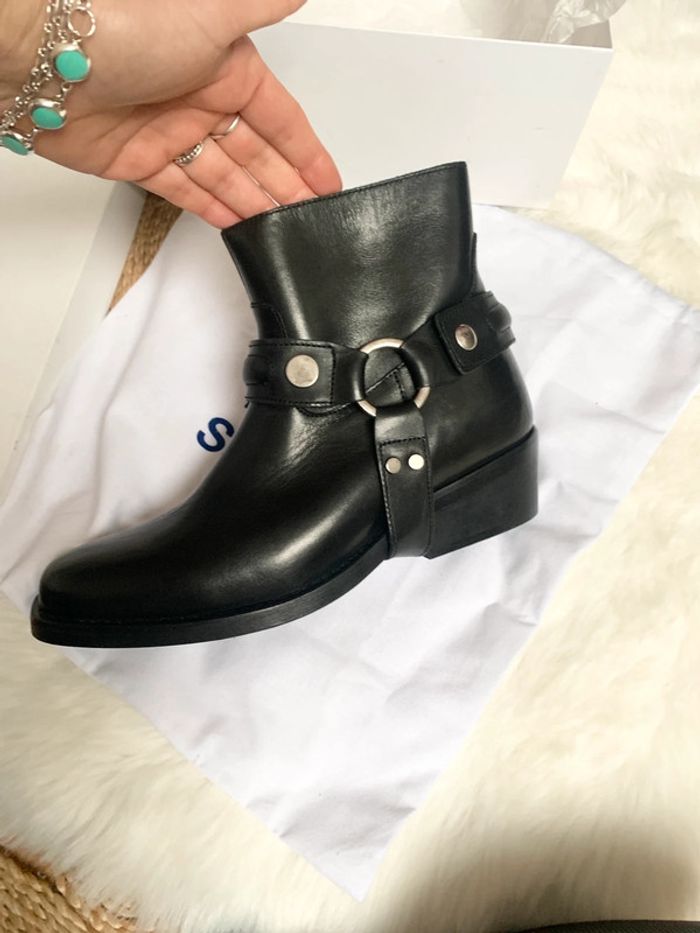 Très belle boots cow-boy western cuir Noir | Claudie Pierlot Paris - photo numéro 7