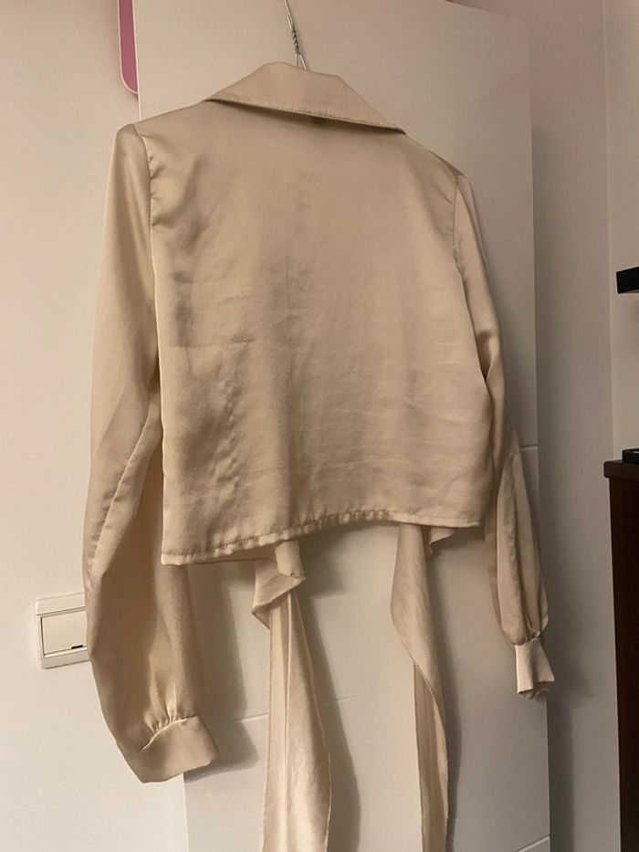 Chemise satin manche longue beige - photo numéro 3