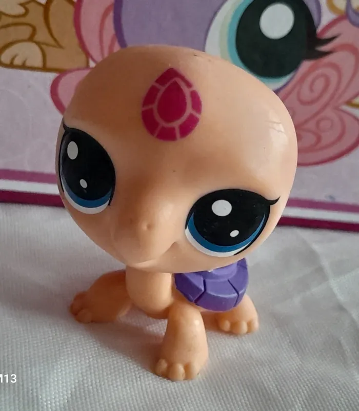 Figurine Littlest Pet Shop Tortue rose et violette - photo numéro 1