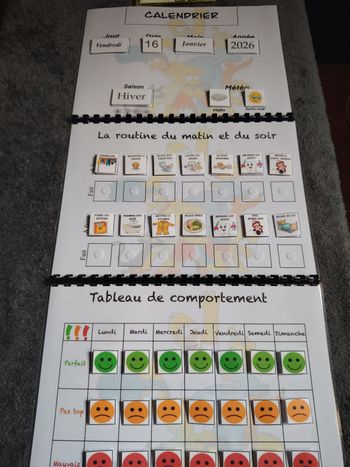 Trio Simpson fiches plastifiées comportement plus ma routine plus son calendrier 
